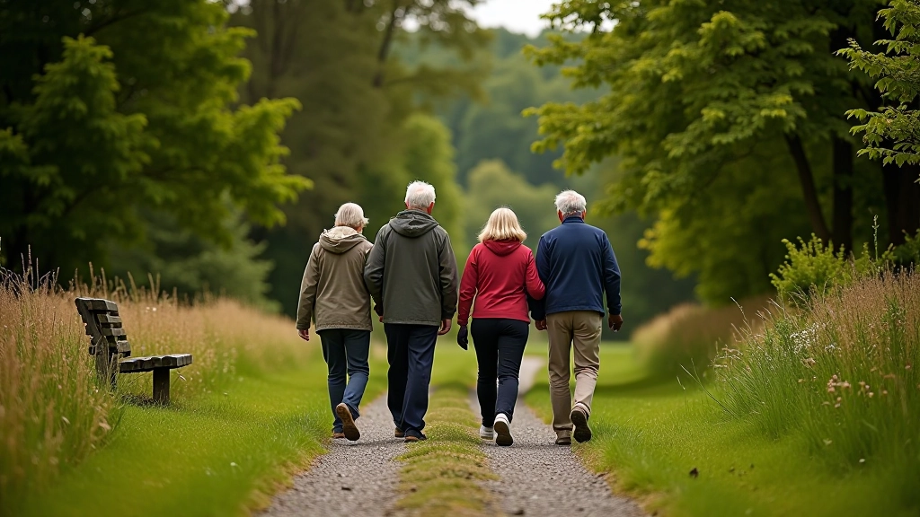 Walking group outdoors